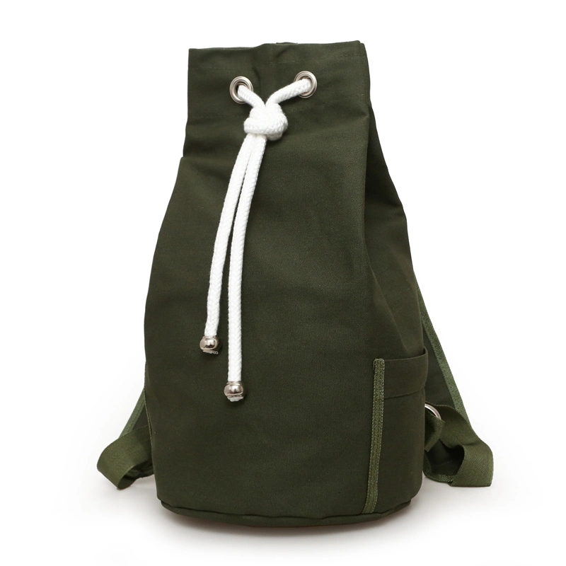 Canvas Drawstring Backpack Solid Color Cycling Sports Shoulder Bag