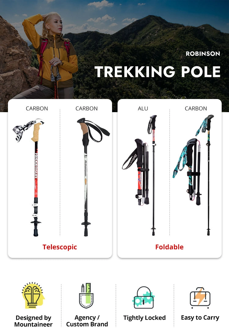 4 Section 60% Carbon Fiber Retractable Trekking Poles